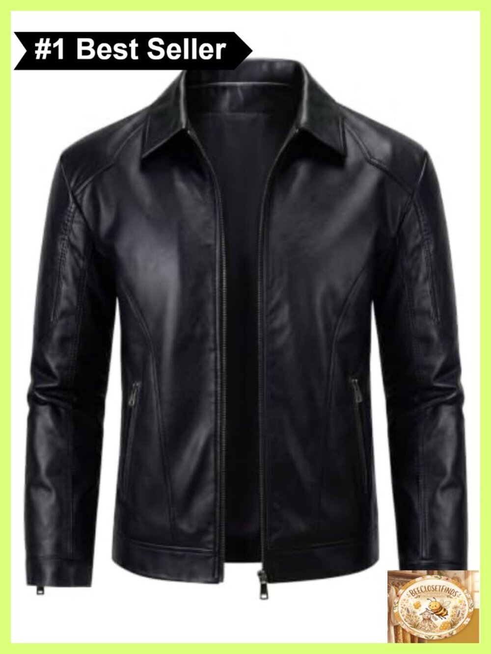 Men's Faux Leather Moto Biker Jacket Zip Up Lightweight Outerwear
